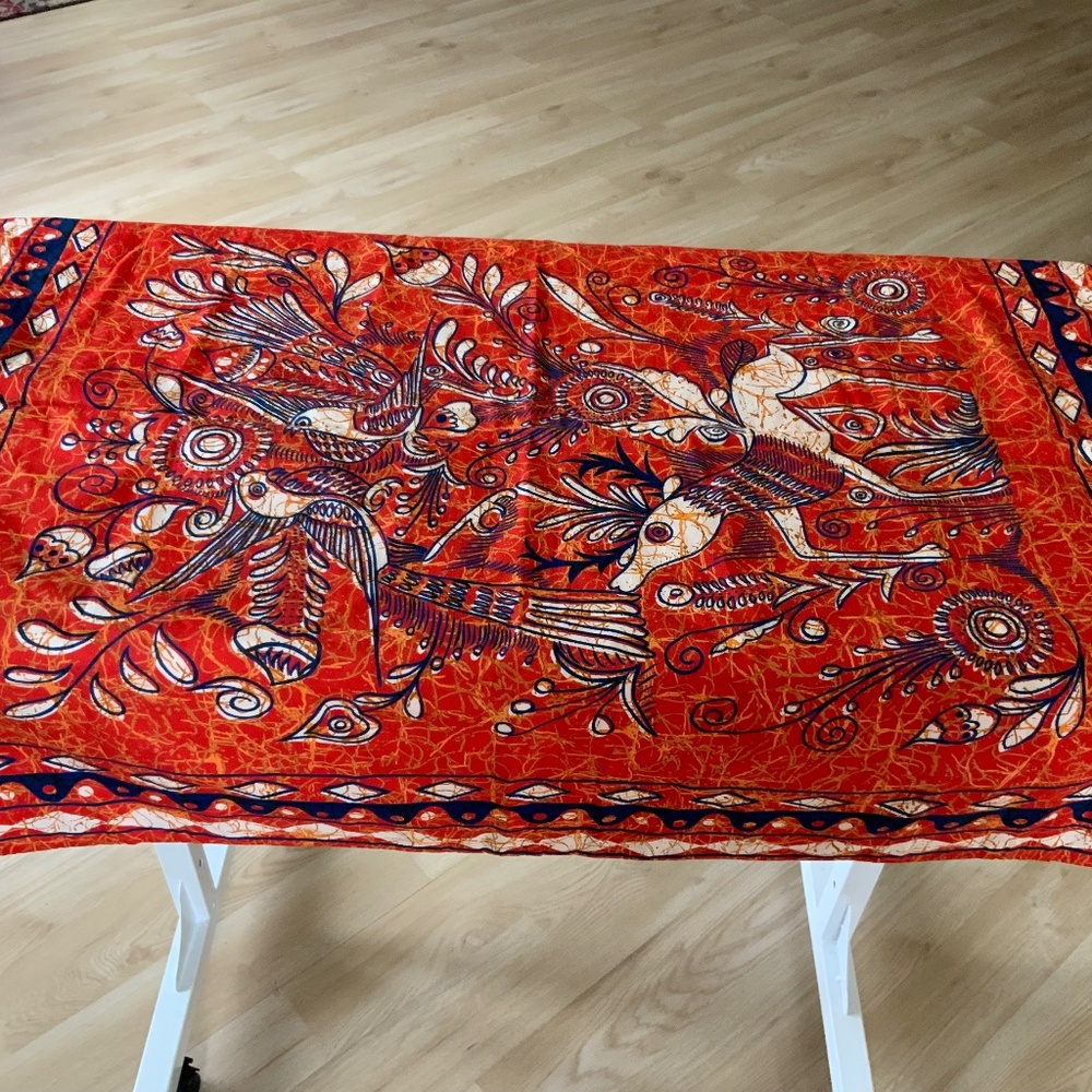 Batik Red Print Pillow Case/Wall Hanging Tapestry 27”x32”